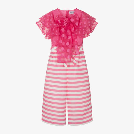 Mama Luma-Girls Pink Polkadot & Stripe Trouser Set | Childrensalon