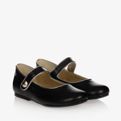 Manuela de Juan-Schwarze Lederballerinas (M) | Childrensalon