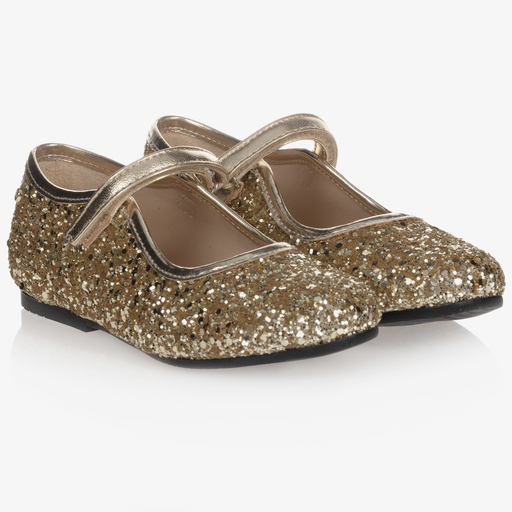 Manuela de Juan-Girls Gold Glitter Shoes | Childrensalon