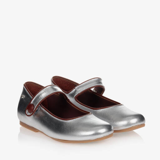 Manuela de Juan-Girls Silver Leather Pumps | Childrensalon