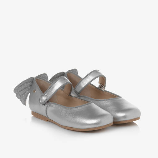 Manuela de Juan-Girls Silver Leather Shoes | Childrensalon