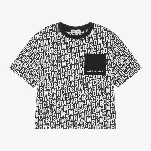 MARC JACOBS-Black & White Print Cotton T-Shirt | Childrensalon