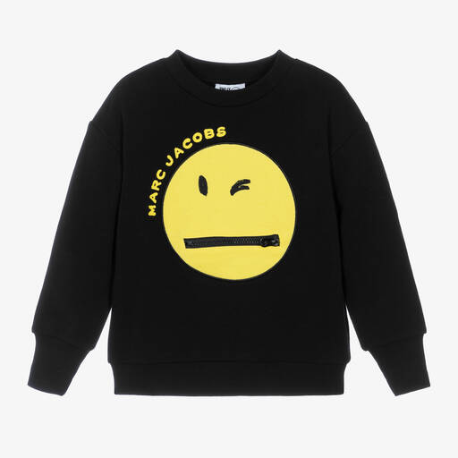 MARC JACOBS-Boys Black Cotton Smiley Face Sweatshirt | Childrensalon
