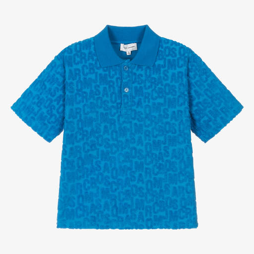 MARC JACOBS-Boys Blue Towelling Polo Shirt | Childrensalon