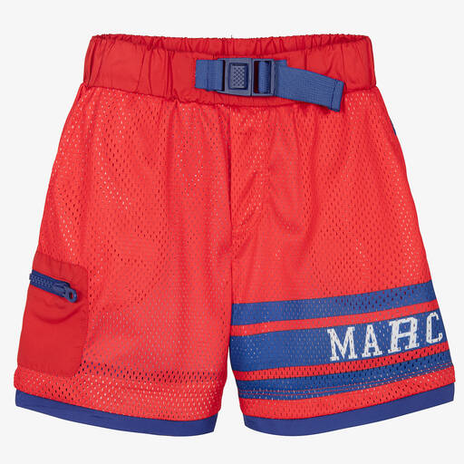 MARC JACOBS-Boys Red Mesh Logo Shorts | Childrensalon