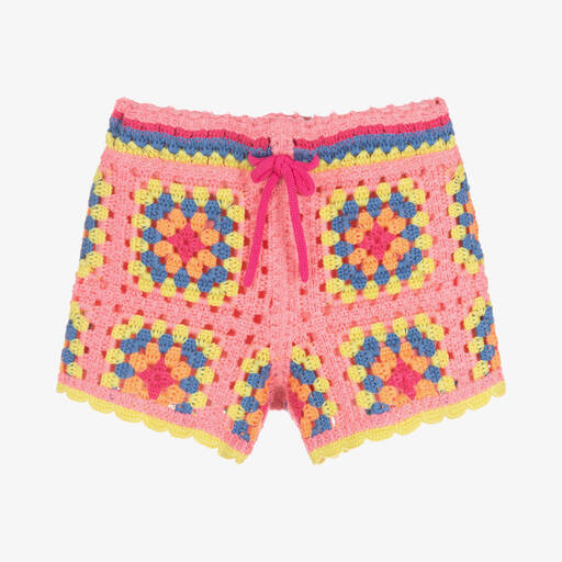 MARC JACOBS-Girls Pink Crochet Knit Shorts | Childrensalon
