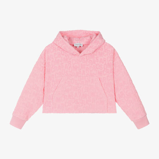 MARC JACOBS-Girls Pink Cropped Towelling Hoodie | Childrensalon