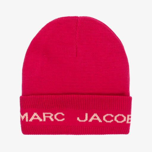 MARC JACOBS-Girls Pink Knitted Beanie Hat | Childrensalon