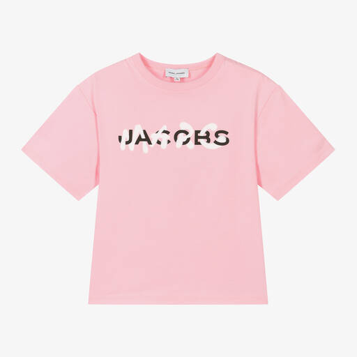 MARC JACOBS-Girls Pink Organic Cotton T-Shirt | Childrensalon
