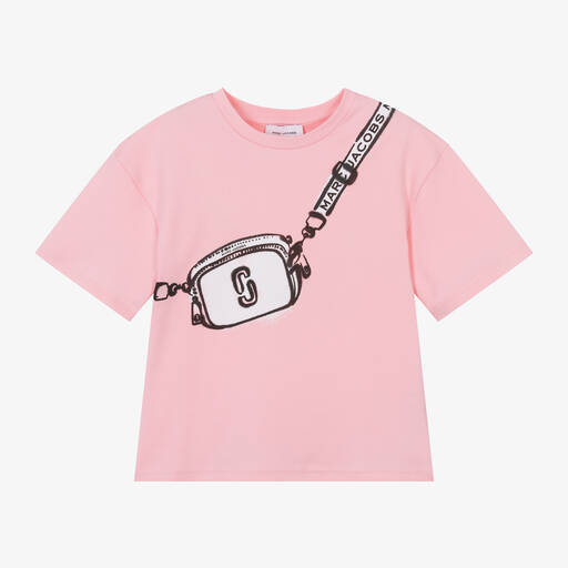 MARC JACOBS-Girls Pink Snapshot Bag Cotton T-Shirt | Childrensalon
