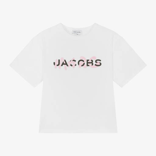 MARC JACOBS-Girls White Organic Cotton T-Shirt | Childrensalon