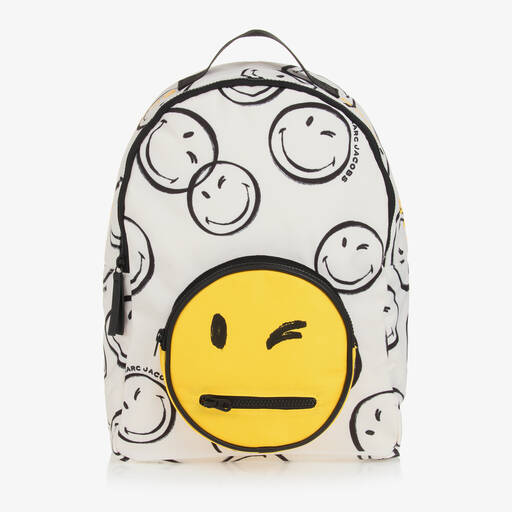 MARC JACOBS-Ivory Smiley Faces Backpack (38cm) | Childrensalon