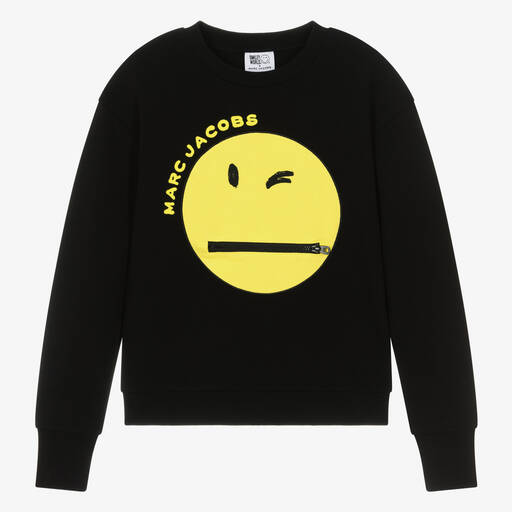 MARC JACOBS-Teen Boys Black Smiley Face Sweatshirt | Childrensalon
