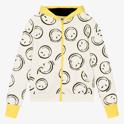 MARC JACOBS-Teen Boys Ivory Smiley Face Hoodie | Childrensalon