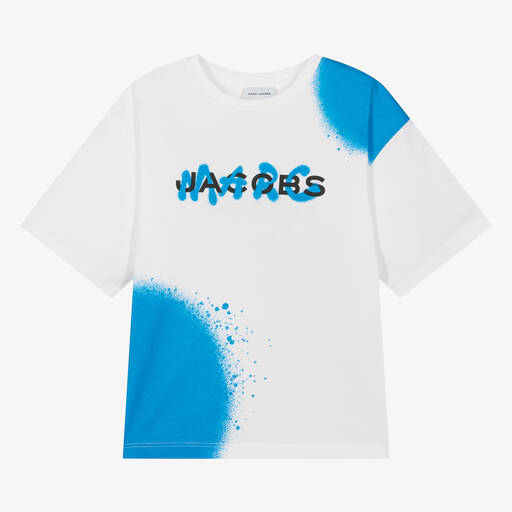 MARC JACOBS-Teen Boys White Cotton Spray Paint T-Shirt | Childrensalon