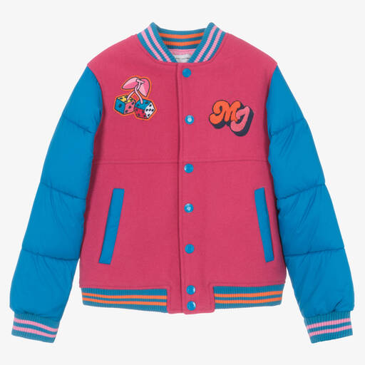MARC JACOBS-Розово-синяя куртка-бомбер для девочек-подростков  | Childrensalon