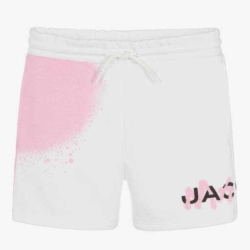 MARC JACOBS-Teen Girls White Spray Paint Cotton Shorts | Childrensalon
