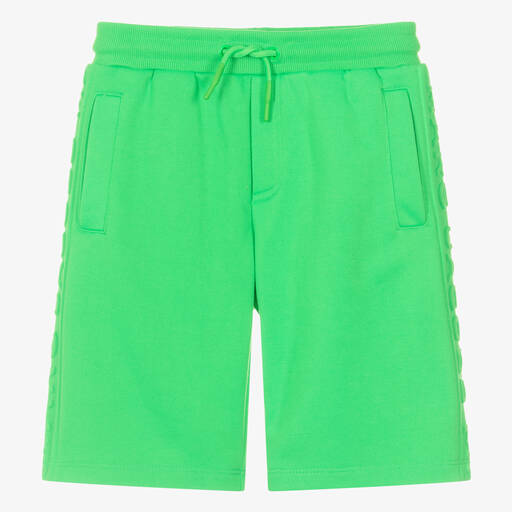 MARC JACOBS-Teen Neon Green Embossed Cotton Shorts | Childrensalon