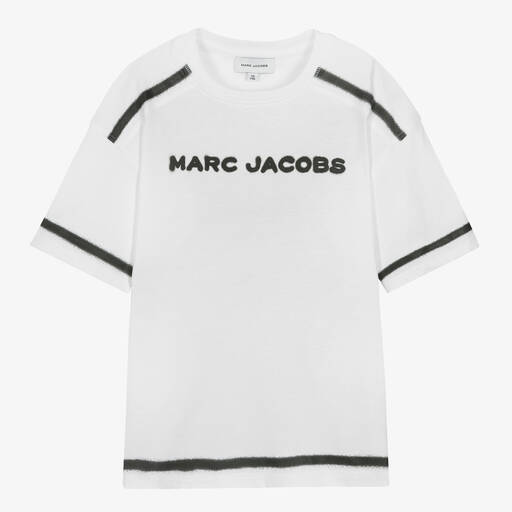 MARC JACOBS-Teen White Organic Cotton Graphic T-Shirt | Childrensalon