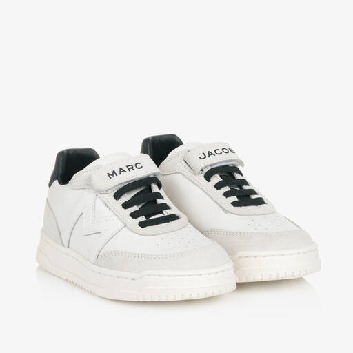 MARC JACOBS-White Leather Velcro Trainers  | Childrensalon