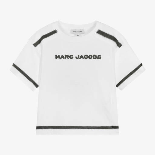 MARC JACOBS-White Organic Cotton Spray Paint T-Shirt | Childrensalon