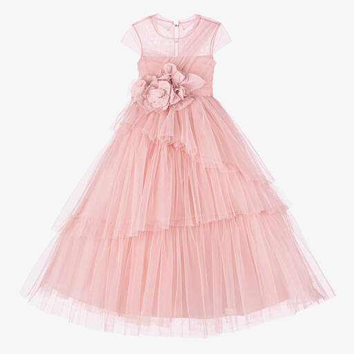 Marchesa Kids Couture-Girls Pink Floral Tulle Dress | Childrensalon