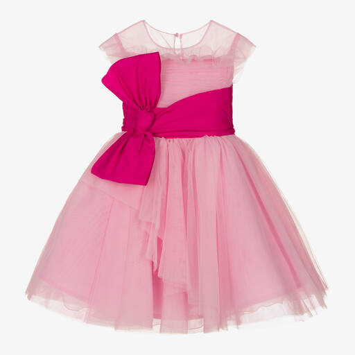 Marchesa Kids Couture-Розовое платье из тюля с бантом для девочек | Childrensalon