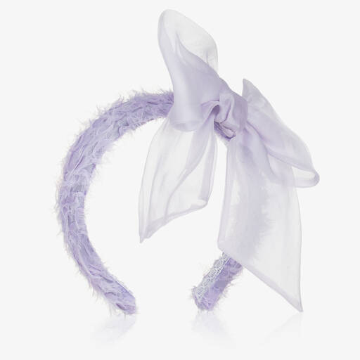 Marchesa Kids Couture-Lilac Purple Tulle & Silk Organza Hairband | Childrensalon