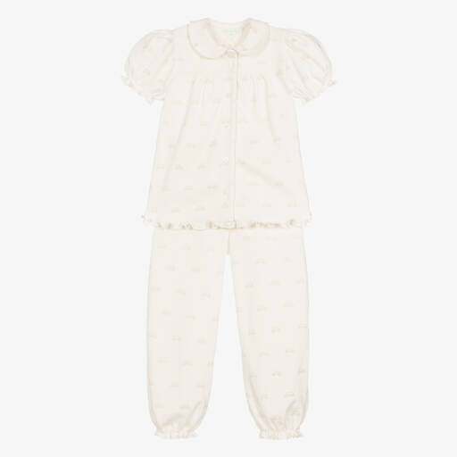 Marie-Chantal-Кремовая пижама из хлопка пима | Childrensalon