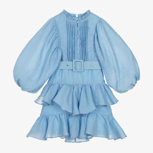 Marlo Kids-Girls Blue Belted Dress | Childrensalon