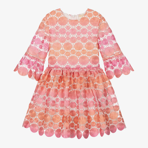Marlo Kids-Girls Pink Ombré Embroidered Dress | Childrensalon