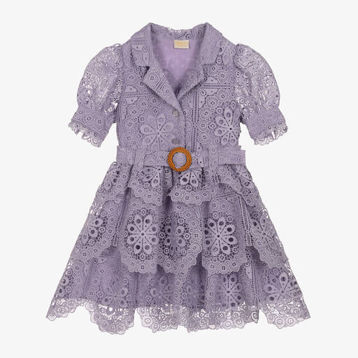Marlo Kids-Girls Purple Guipure Lace Dress | Childrensalon