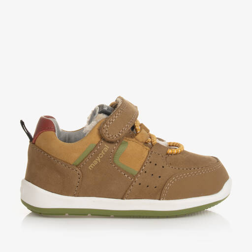 Mayoral-Baby Boys Beige Leather First Walker Trainers | Childrensalon