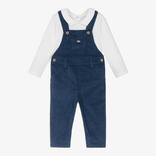 Mayoral Newborn-Baby Boys Blue Corduroy Dungaree Set | Childrensalon