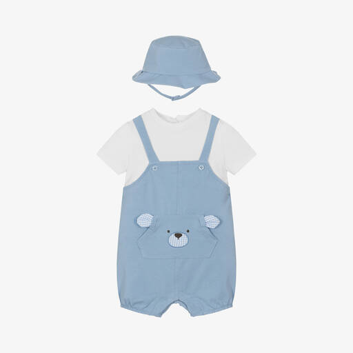 Mayoral Newborn-Baby Boys Blue Cotton Babysuit Set | Childrensalon