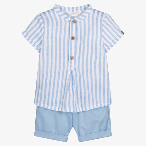 Mayoral-Baby Boys Blue Cotton Shorts Set | Childrensalon