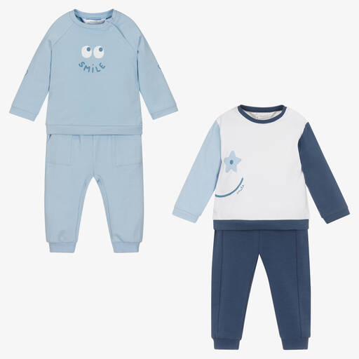 Mayoral-Baby Boys Blue Trouser Sets (2 Pack) | Childrensalon