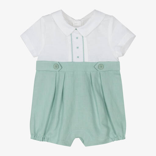 Mayoral-Baby Boys Green Linen & Cotton Shortie | Childrensalon