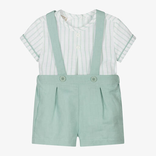 Mayoral-Baby Boys Green Linen & Cotton Shorts Set | Childrensalon