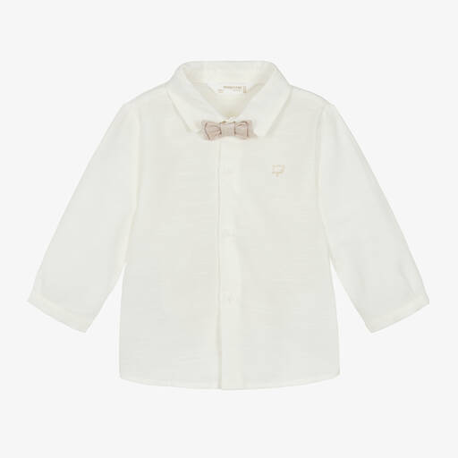 Mayoral Newborn-Baby Boys Ivory Cotton & Linen Shirt | Childrensalon