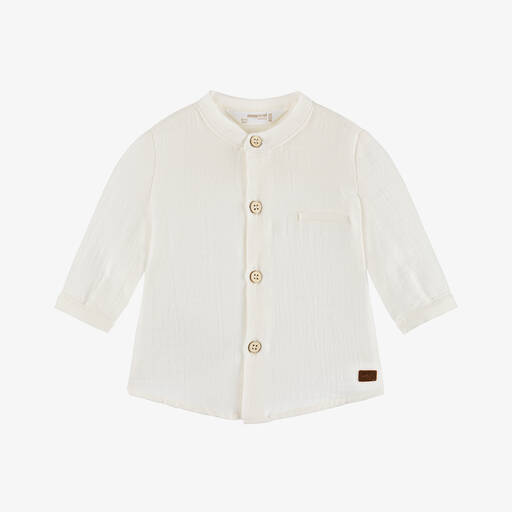 Mayoral Newborn-Baby Boys Ivory Cotton Shirt | Childrensalon