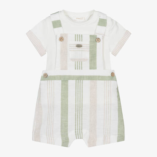 Mayoral-Baby Boys Ivory Striped Linen Shorts Set | Childrensalon