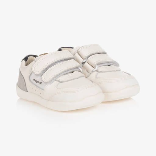 Mayoral-Baby Boys White Leather First Walkers | Childrensalon