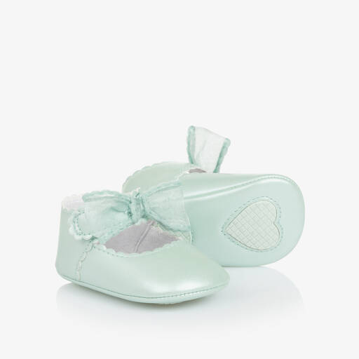 Mayoral-Baby Girls Green Bow Pre-Walker Shoes | Childrensalon