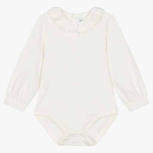 Mayoral-Baby Girls Ivory Cotton Jersey Bodysuit | Childrensalon