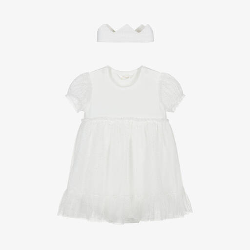 Mayoral Newborn-Baby Girls Ivory Jersey & Tulle Dress Set | Childrensalon