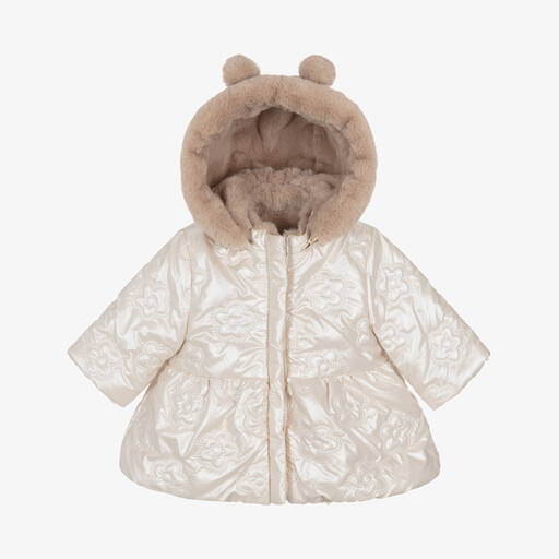 Mayoral Newborn-Baby Girls Ivory Reversible Coat | Childrensalon