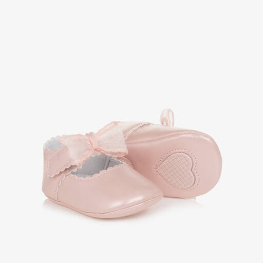 Mayoral-Baby Girls Pink Bow Pre-Walker Shoes | Childrensalon