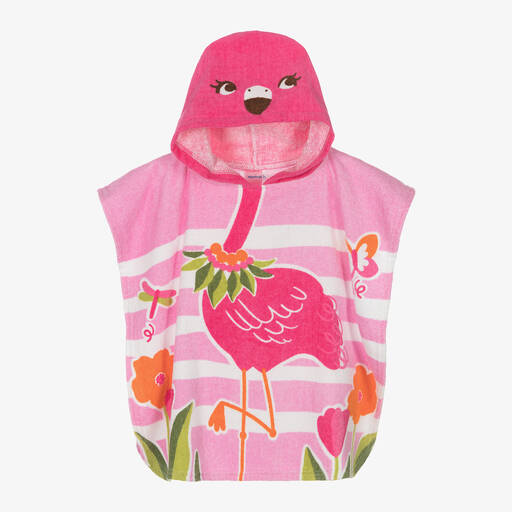 Mayoral-Baby Girls Pink Cotton Flamingo Poncho Towel | Childrensalon