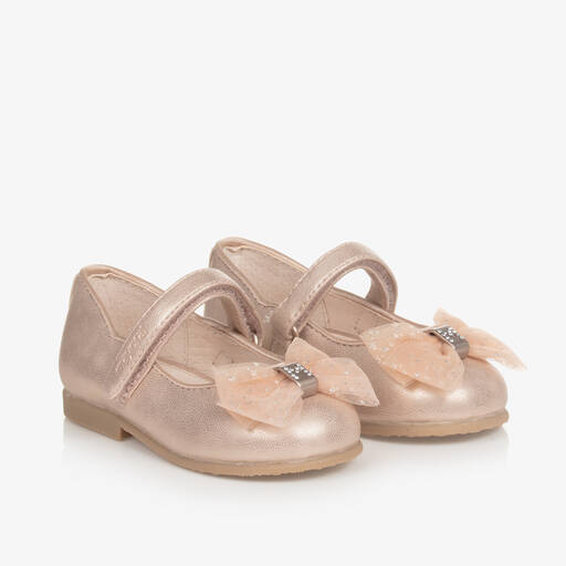 Mayoral-Baby Girls Pink Faux Leather Bow Pumps | Childrensalon